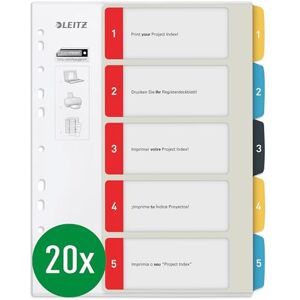 Leitz 12400000 Cosy Series PC Writeable Index A4 Format Pack of 20 1-5 Robust Multicoloured Leitz 12400000 Cosy Series PC Writeable Index A4 Format Pack of 20 1-5 Robust Multicoloured