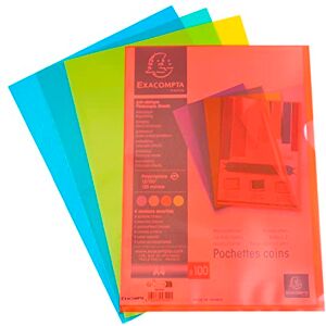 Exacompta Ref. 58509E Bag of 100 corner pockets In grained polypropylene Ultra-thick thickness 12/100th Format to file A4 4 assorted colours Exacompta Ref. 58509E Bag of 100 corner pockets In grained polypropylene Ultra-thick thickness 12/100th Format to file A4 4 assorted colours