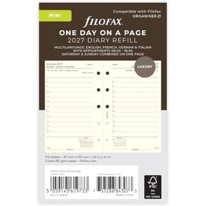 Filofax Mini Day per page cotton cream 4 language 2027 diary 27-68142 Filofax Mini Day per page cotton cream 4 language 2027 diary 27-68142