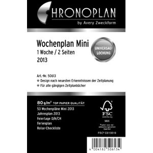Avery Chronoplan 50613 Calendar Insert 2023, Weekly Plan in Mini Format (79 x 125 mm), Days in Lines, Replacement Calendar, Ideal for Detailed Weekly Planning, Universal Punching (1 Week on 2 Pages), White Avery Chronoplan 50613 Calendar Insert 2023, Weekly Plan in Mini Format (79 x 125 mm), Days in Lines, Replacement Calendar, Ideal for Detailed Weekly Planning, Universal Punching (1 Week on 2 Pages), White