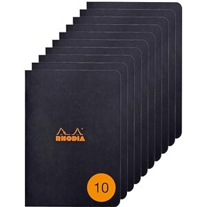 Rhodia 119189Cpack A pack of 10 Black Staplebound Notebooks A5 Ruled 96 pages Clairefontaine White 80 g/m² paper Soft Waterproof Coated Card Cover Rhodia 119189Cpack A pack of 10 Black Staplebound Notebooks A5 Ruled 96 pages Clairefontaine White 80 g/m² paper Soft Waterproof Coated Card Cover
