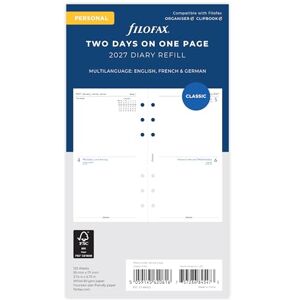 Filofax Personal Two Days per page 3 language 2027 diary 27-68423 Filofax Personal Two Days per page 3 language 2027 diary 27-68423