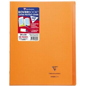 Clairefontaine 984609C A Stapled Notebook Koverbook Orange 24x32 cm 48 Pages Small Squares with Margin White Paper 90 g Polypro Cover Clairefontaine 984609C A Stapled Notebook Koverbook Orange 24x32 cm 48 Pages Small Squares with Margin White Paper 90 g Polypro Cover