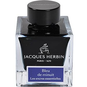 Jacques Herbin 13119JT 50 ml ink bottle for fountain and roller pens, Bleu de minuit/ Midnight Blue Colour Made in France Calligraphy Writing Arts Jacques Herbin 13119JT 50 ml ink bottle for fountain and roller pens, Bleu de minuit/ Midnight Blue Colour Made in France Calligraphy Writing Arts