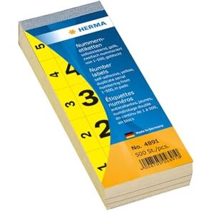 HERMA GmbH 28 x 56 mm Self-Adhesive Number Blocks Yellow (Pack of 500) HERMA GmbH 28 x 56 mm Self-Adhesive Number Blocks Yellow (Pack of 500)
