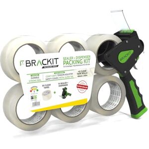 brackit Tape Gun, Pack of 6 Clear Rolls 48mm x 66m Strong Heavy Duty Packing Tape for Regular Use or Moving – Easily Seals your Parcels and Boxes brackit Tape Gun, Pack of 6 Clear Rolls 48mm x 66m Strong Heavy Duty Packing Tape for Regular Use or Moving – Easily Seals your Parcels and Boxes