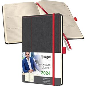 Sigel C2455 Conceptum Weekly planner 2024, design Casual, 13,5 x 20,3 cm, hardcover, 192 pages, Grey, Red Sigel C2455 Conceptum Weekly planner 2024, design Casual, 13,5 x 20,3 cm, hardcover, 192 pages, Grey, Red