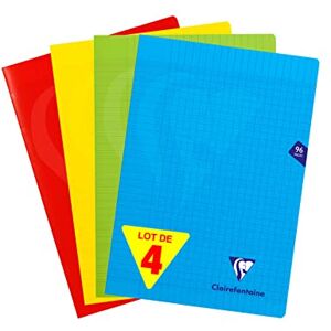 Clairefontaine 294161AMZ Set of 4 Mimesys Stapled Notebooks A4 21x29.7cm 96 Large Square Pages White Paper 90g Polypro Cover (Blue,Red,Yellow, Green) Clairefontaine 294161AMZ Set of 4 Mimesys Stapled Notebooks A4 21x29.7cm 96 Large Square Pages White Paper 90g Polypro Cover (Blue,Red,Yellow, Green)
