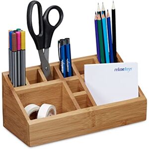 Relaxdays Bamboo Desk Organiser, Pencil Holder, 10 Compartments, Natural Wood Grain, Size: 10 x 23 x 10 cm, Natural Brown Relaxdays Bamboo Desk Organiser, Pencil Holder, 10 Compartments, Natural Wood Grain, Size: 10 x 23 x 10 cm, Natural Brown