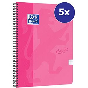 Oxford 400118802 Touch Spiral-Bound Notebook A4 Pack of 5 Squared 140 Pages Pink Oxford 400118802 Touch Spiral-Bound Notebook A4 Pack of 5 Squared 140 Pages Pink