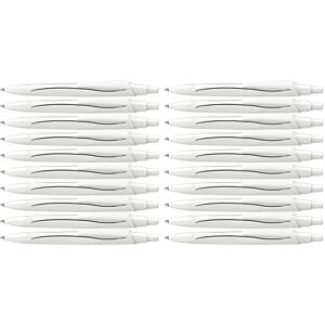 Schneider Reco Recycled Plastic Ballpoint Pen Awarded Blue Angel Black Ink Pack of 20 White Schneider Reco Recycled Plastic Ballpoint Pen Awarded Blue Angel Black Ink Pack of 20 White