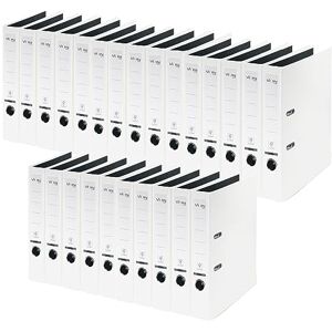 Leitz VON A4 Folder, Pack of 25, Cardboard with Plastic Cover, 50 mm Spine Width, for 350 Sheets, Blue Angel & FSC Certified, for School, Study & Home, White, 10560001 Leitz VON A4 Folder, Pack of 25, Cardboard with Plastic Cover, 50 mm Spine Width, for 350 Sheets, Blue Angel & FSC Certified, for School, Study & Home, White, 10560001