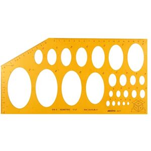 Aristo AR5017 Elliptical Template Isometric (25 Ellipses on Isometric Axes, Diameter 4 to 65 mm, Ink Nubs, Dimensionally Stable Plastic) Orange/Transparent Aristo AR5017 Elliptical Template Isometric (25 Ellipses on Isometric Axes, Diameter 4 to 65 mm, Ink Nubs, Dimensionally Stable Plastic) Orange/Transparent