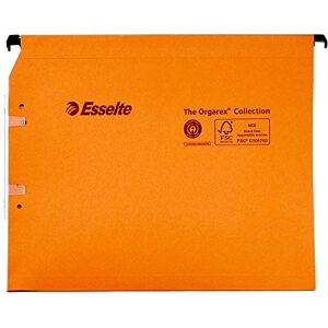 Esselte Dual Lateral Suspension Files, A4, 15mm Capacity, Pack of 25 Connectable Files, Tabs Included, Orange, Orgarex Range, 21628 Esselte Dual Lateral Suspension Files, A4, 15mm Capacity, Pack of 25 Connectable Files, Tabs Included, Orange, Orgarex Range, 21628
