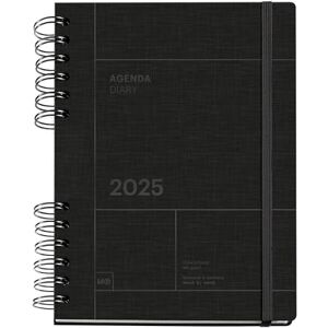 Miquelrius 2025 Diary, Size 155 x 213 mm, Week to View Agenda, Lined Cardboard Cover, Sustainable Paper 100 g/m², Elastic Closure, Spanish, English and Portuguese, Black Miquelrius 2025 Diary, Size 155 x 213 mm, Week to View Agenda, Lined Cardboard Cover, Sustainable Paper 100 g/m², Elastic Closure, Spanish, English and Portuguese, Black