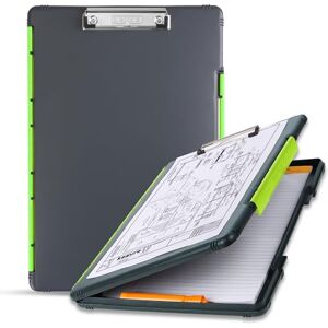 Dexas Storage Clipboard, Legal Size, Gray with Green Clip, 15.5" x 10.5" x 1 Dexas Storage Clipboard, Legal Size, Gray with Green Clip, 15.5" x 10.5" x 1