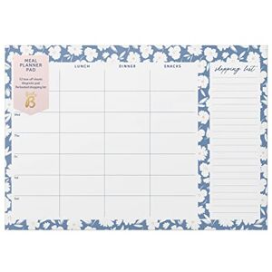 Busy B A4 Weekly Meal Planner & Shopping List Pad – Blue Floral Design Weekly Meal Planner with Tear-Off Shopping Lists & Magnetic Back Perfect for Planning Breakfast, Lunch, Dinner & Snacks Busy B A4 Weekly Meal Planner & Shopping List Pad – Blue Floral Design Weekly Meal Planner with Tear-Off Shopping Lists & Magnetic Back Perfect for Planning Breakfast, Lunch, Dinner & Snacks