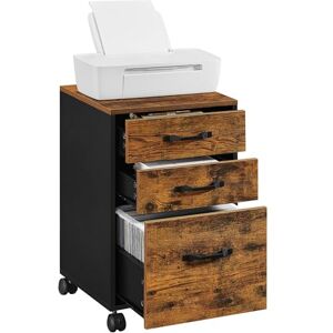 VASAGLE File Cabinet with 3 Drawers, Rolling Office Filing Cabinet with Wheels, for A4, Letter Sized Documents, Hanging File Folders, Industrial, Rustic Brown and Ink Black OFC065B01 VASAGLE File Cabinet with 3 Drawers, Rolling Office Filing Cabinet with Wheels, for A4, Letter Sized Documents, Hanging File Folders, Industrial, Rustic Brown and Ink Black OFC065B01