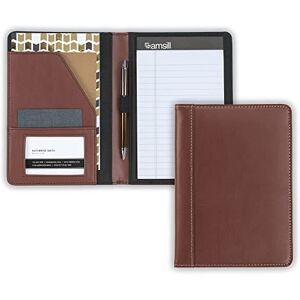 Samsill Contrast Stitch Leather Portfolio, Junior Size, 5 inch x 8 inch Writing Pad, Brown/Tan Samsill Contrast Stitch Leather Portfolio, Junior Size, 5 inch x 8 inch Writing Pad, Brown/Tan