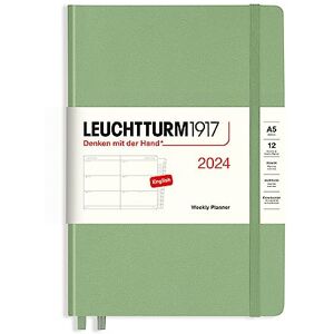 LEUCHTTURM1917 367618 Weekly Planner Medium (A5) 2024, 12 Months, Sage, English LEUCHTTURM1917 367618 Weekly Planner Medium (A5) 2024, 12 Months, Sage, English