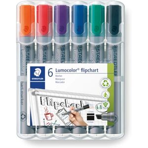 STAEDTLER 356 B WP6 Lumocolor Flipchart Markers, Chisel Tip 2-5mm Line Width Assorted Colours (Pack of 6) STAEDTLER 356 B WP6 Lumocolor Flipchart Markers, Chisel Tip 2-5mm Line Width Assorted Colours (Pack of 6)