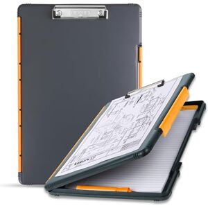 Dexas Storage Clipboard, Legal Size, Gray with Orange Clip, 15.5" x 10.5" x 1 Dexas Storage Clipboard, Legal Size, Gray with Orange Clip, 15.5" x 10.5" x 1