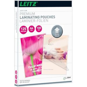 Leitz 74810000 Laminating Pouches Made of 125 Micron Thick Material (Transparent, Glossy, A4 and UDT), Pack of 100 Leitz 74810000 Laminating Pouches Made of 125 Micron Thick Material (Transparent, Glossy, A4 and UDT), Pack of 100