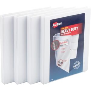 Avery Heavy Duty View 3 Ring Binder, 0.5" One Touch Slant Ring, Holds 8.5" x 11" Paper, 4 White Binders (79709) Avery Heavy Duty View 3 Ring Binder, 0.5" One Touch Slant Ring, Holds 8.5" x 11" Paper, 4 White Binders (79709)