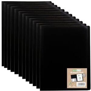 eco-eco A5 100% Recycled 100 Pocket Black Flexible Cover Portfolio Book Folder Display Book, Pack of 12 Folders, eco165x12 eco-eco A5 100% Recycled 100 Pocket Black Flexible Cover Portfolio Book Folder Display Book, Pack of 12 Folders, eco165x12