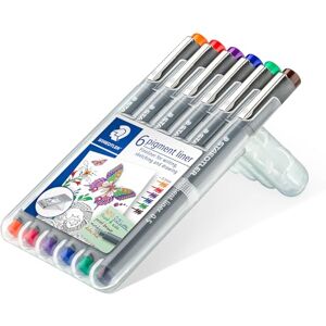 STAEDTLER 30805-SSB6 Pigment Liner Pens Assorted Colours, 0.5 mm (Set of 6) STAEDTLER 30805-SSB6 Pigment Liner Pens Assorted Colours, 0.5 mm (Set of 6)