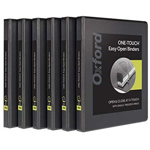 Oxford 3 Ring Binders, 0.5 Inch ONE-Touch Easy Open D Rings, View Binder Covers on 3 Sides, Durable Hinge, Non-Stick, PVC-Free, Black, 6 Pack (79901) Oxford 3 Ring Binders, 0.5 Inch ONE-Touch Easy Open D Rings, View Binder Covers on 3 Sides, Durable Hinge, Non-Stick, PVC-Free, Black, 6 Pack (79901)