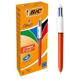 BIC Refillable Ballpoint Retractable Fine Point Four Ink Colours Plastic Body Set of 12 BIC Refillable Ballpoint Retractable Fine Point Four Ink Colours Plastic Body Set of 12