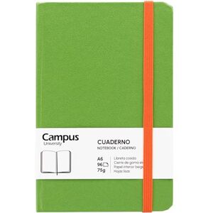 Campus A6 Notebook, Bullet Journal with Smooth Sheets, Stitched Hardcover Notebook with 96 75 g Sheets, Elastic Closure, Pocket and Bookmark. (A6, Plain, Green) Campus A6 Notebook, Bullet Journal with Smooth Sheets, Stitched Hardcover Notebook with 96 75 g Sheets, Elastic Closure, Pocket and Bookmark. (A6, Plain, Green)
