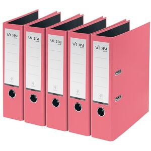 Leitz VON 10551021 Pack of 5 A4 Folders, Cardboard with Plastic Cover, 80 mm Spine Width, for 600 Sheets, FSC Certified Cardboard, Lever Arch Files, for School, Study & Home, Pink Leitz VON 10551021 Pack of 5 A4 Folders, Cardboard with Plastic Cover, 80 mm Spine Width, for 600 Sheets, FSC Certified Cardboard, Lever Arch Files, for School, Study & Home, Pink