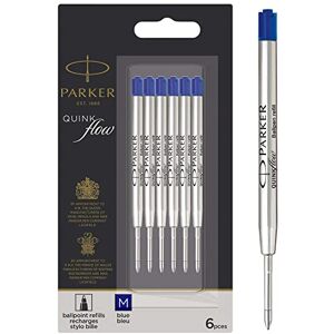 PARKER Ballpoint Pen Refills Medium Point Blue QUINKflow Ink 6 Count Value Pack PARKER Ballpoint Pen Refills Medium Point Blue QUINKflow Ink 6 Count Value Pack