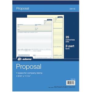 Adams Proposal Book, 2-Part with Carbon, 8.38 x 11.44 Inches, White, 50 Sheets (D8118) Adams Proposal Book, 2-Part with Carbon, 8.38 x 11.44 Inches, White, 50 Sheets (D8118)