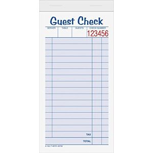 Tops Guest Check Books, 6 x 3.38 Inch, 2-Part, with Carbon, 50 Sets, 10-Pack, White (45702) Business Forms, Inc. Tops Guest Check Books, 6 x 3.38 Inch, 2-Part, with Carbon, 50 Sets, 10-Pack, White (45702) Business Forms, Inc.