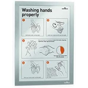 Durable DURAFRAME Self-Adhesive Magnetic Frame A4 Format In Silver Pack of 10 Frames Document Frame for Professional Internal Signage Durable DURAFRAME Self-Adhesive Magnetic Frame A4 Format In Silver Pack of 10 Frames Document Frame for Professional Internal Signage