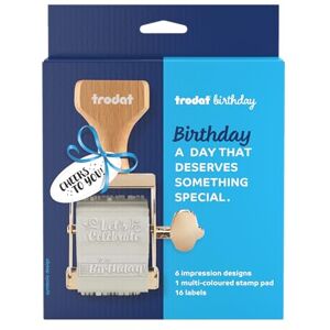 Trodat Birthday Stamp Set – Custom Self-Inking Gift Label Stamper with 6 Messages, 3-Colour Ink Pad & Labels Personalised DIY Gift Wrapping, Cards, Party Favour Decoration Craft Stamp Kit by Trodat Birthday Stamp Set – Custom Self-Inking Gift Label Stamper with 6 Messages, 3-Colour Ink Pad & Labels Personalised DIY Gift Wrapping, Cards, Party Favour Decoration Craft Stamp Kit by