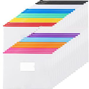 EOOUT 36pcs Plastic Envelopes Poly Zip Envelope Clear Zipper Pouches File Folders, A4, Letter Size, 11 Colors, for School and Office Supplies EOOUT 36pcs Plastic Envelopes Poly Zip Envelope Clear Zipper Pouches File Folders, A4, Letter Size, 11 Colors, for School and Office Supplies