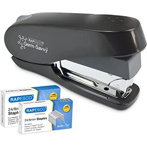 Rapesco 1466 Germ-Savvy Antibacterial, ECO Luna Less Effort Stapler with 2000 Staples, 50 Sheet Capacity, Black Rapesco 1466 Germ-Savvy Antibacterial, ECO Luna Less Effort Stapler with 2000 Staples, 50 Sheet Capacity, Black
