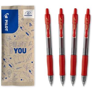 PILOT Set of 4 G2 Plus Gel Ink Rollerball Pens Retractable and refillable Ideal for Corrections and Teachers Excellent writing comfort Red Medium tip PILOT Set of 4 G2 Plus Gel Ink Rollerball Pens Retractable and refillable Ideal for Corrections and Teachers Excellent writing comfort Red Medium tip
