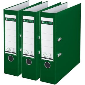 Leitz Lever Arch File, Green, A4, 80 mm spine, Pack 3, Plastic, 310335155 Leitz Lever Arch File, Green, A4, 80 mm spine, Pack 3, Plastic, 310335155