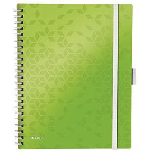 Leitz 46440054 A4 Stiff Cover Notebook, Wire Bound, 80 Sheets, Ruled, 80 gsm Ivory Paper, WOW Be Mobile Range, Green Leitz 46440054 A4 Stiff Cover Notebook, Wire Bound, 80 Sheets, Ruled, 80 gsm Ivory Paper, WOW Be Mobile Range, Green