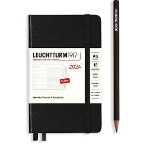 LEUCHTTURM1917 367747 Weekly Calendar & Notebook Pocket (A6) 2024, 12 Months, Black, English LEUCHTTURM1917 367747 Weekly Calendar & Notebook Pocket (A6) 2024, 12 Months, Black, English