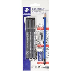 STAEDTLER 308 SBK3P2 Technical Drawing Set: 3 Pigment Liner, Pencil, Eraser and Sharpener STAEDTLER 308 SBK3P2 Technical Drawing Set: 3 Pigment Liner, Pencil, Eraser and Sharpener