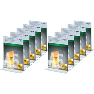 Sigel TA222 Sign Holder, upright, for A5, double-sided presentation, uv resistant acrylic, transparent, 10 Pieces Sigel TA222 Sign Holder, upright, for A5, double-sided presentation, uv resistant acrylic, transparent, 10 Pieces