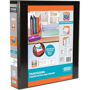 Elba A4 4 D-Ring Binder, 40mm capacity, 60mm spine, Presentation Folder with Customisable Cover, Portrait, Black (Single) Elba A4 4 D-Ring Binder, 40mm capacity, 60mm spine, Presentation Folder with Customisable Cover, Portrait, Black (Single)