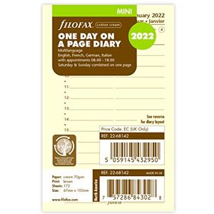 Filofax Mini Day per Page Cotton Cream 4 Language 2022 Diary Filofax Mini Day per Page Cotton Cream 4 Language 2022 Diary