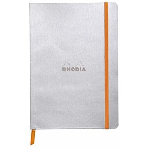 Rhodia 117401C Silver Soft Notebook A5 Lined 160 pages Ivory Clairefontaine Paper 90 g/m Bookmark, Elastic Closure Faux Leather Cover rama Collection Rhodia 117401C Silver Soft Notebook A5 Lined 160 pages Ivory Clairefontaine Paper 90 g/m Bookmark, Elastic Closure Faux Leather Cover rama Collection